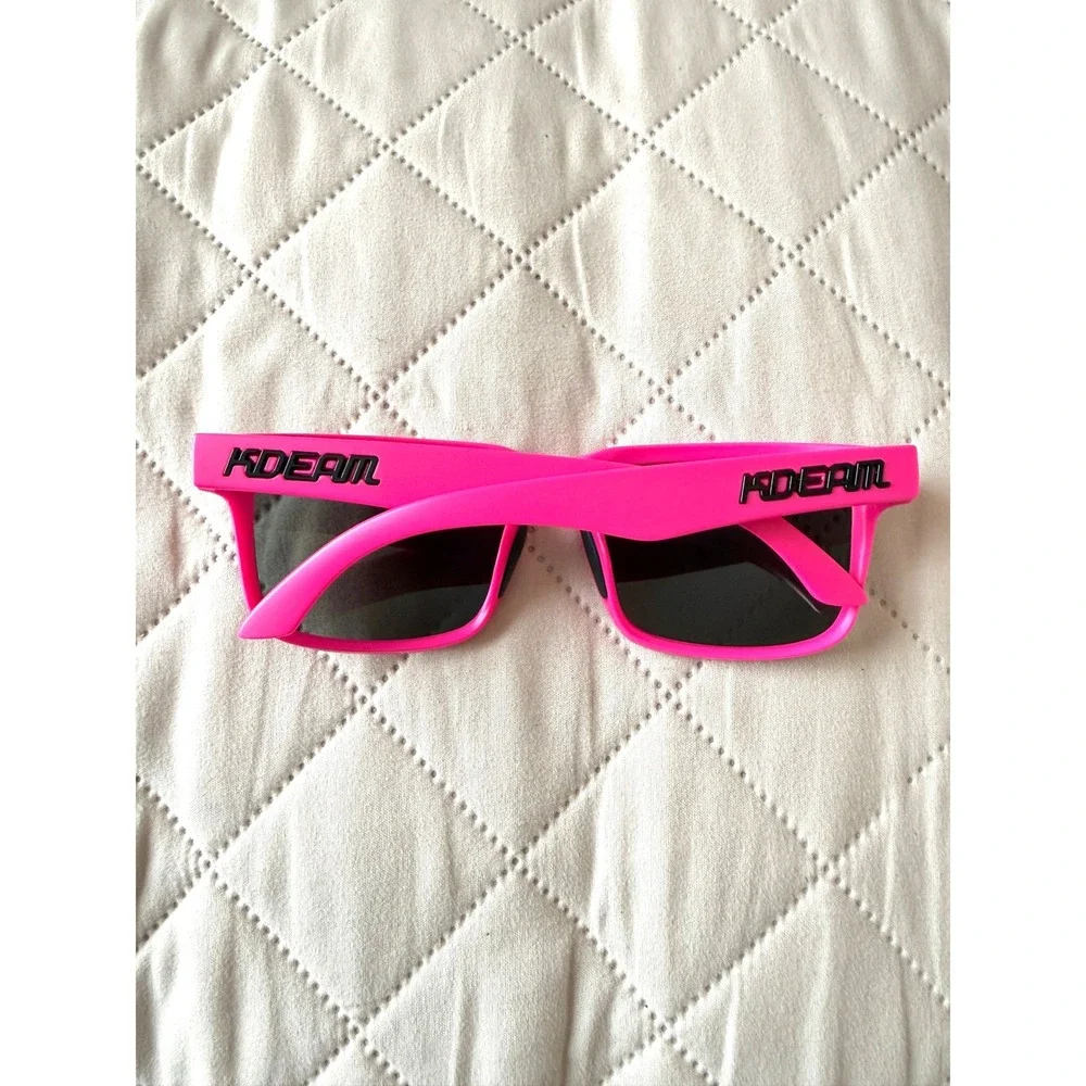 KDEAM Polarized Sunglasses Hot Pink Matte Square Frame Mirrored Lens UV400